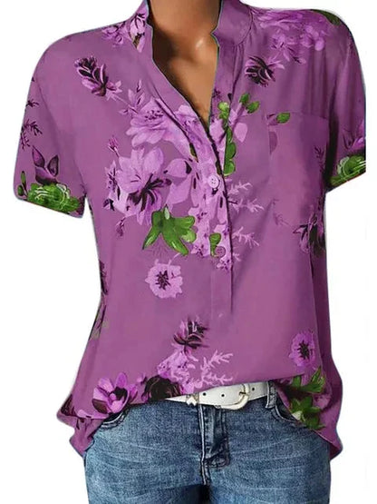 Floral V-Neck Summer Tee for Women