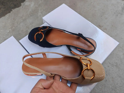 Retro Suede Slingback Office Flats
