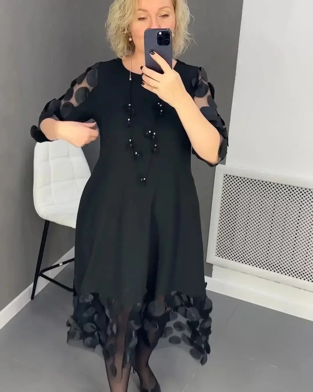 Elegant Plus-Size Bell Sleeve Dress