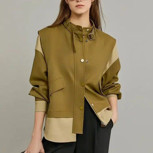 Vibe Craft Contrast Splice Crop Jacket
