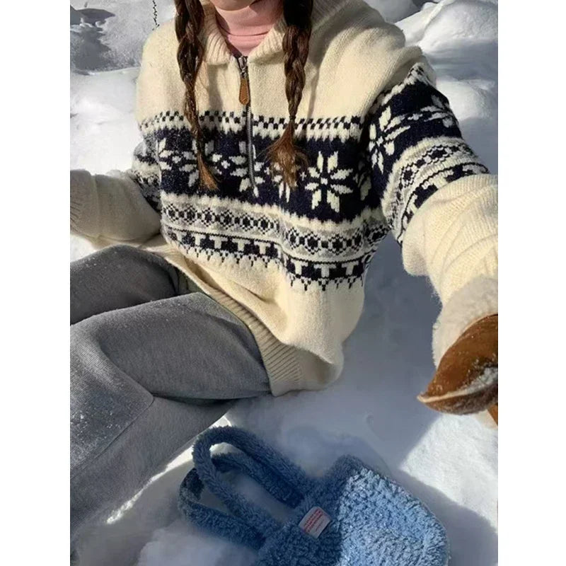 Retro Jacquard Knitted Pullover