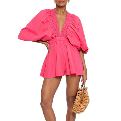 Plaid Charm V-Neck Summer Romper