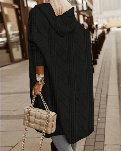 Cable Knit Hooded Windbreaker Coat