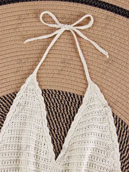 Knit Halter Cross-Strap Mini Dress
