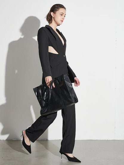 Power Chic Hollow Out Blazer Set