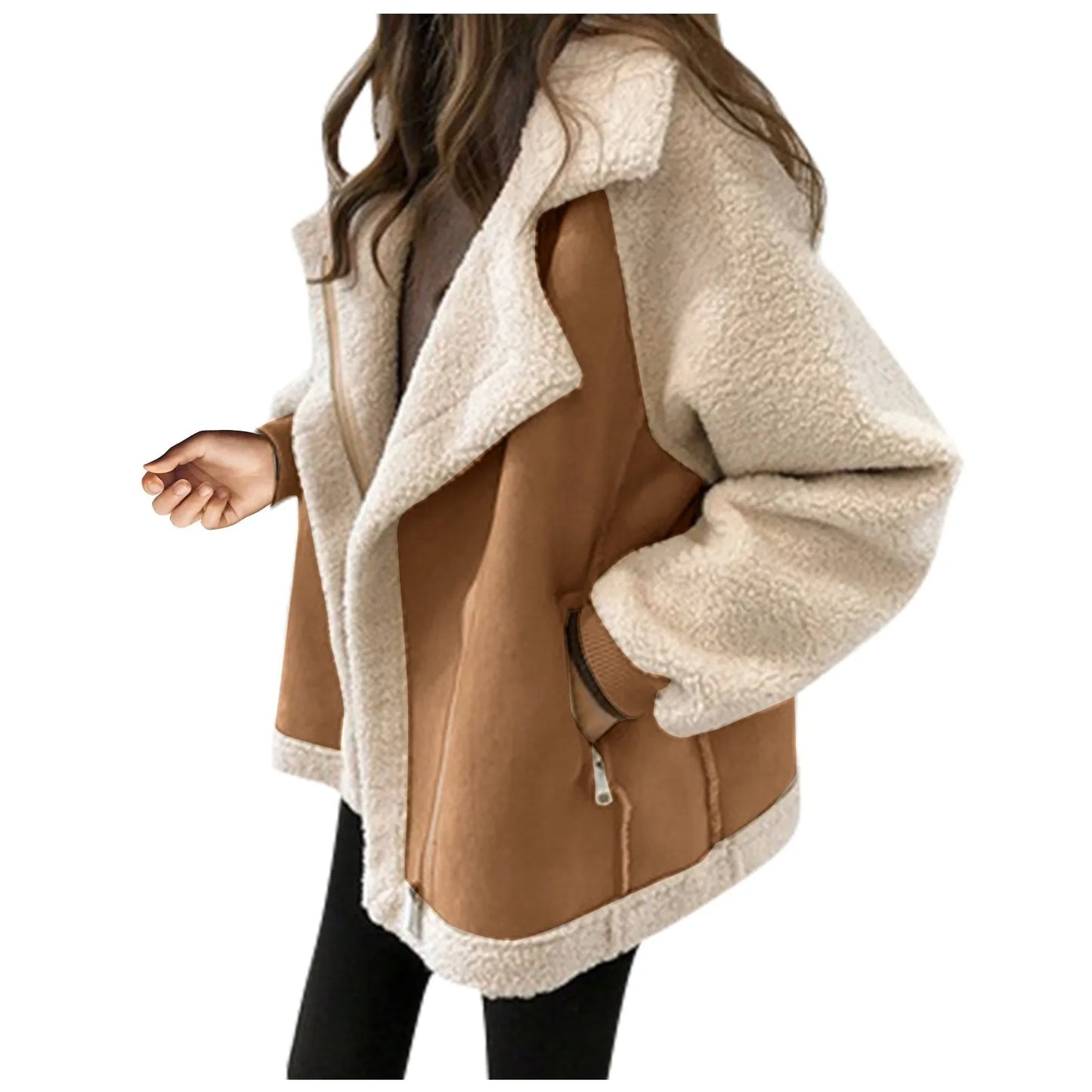 Patchwork Lambhair Crop Jacket