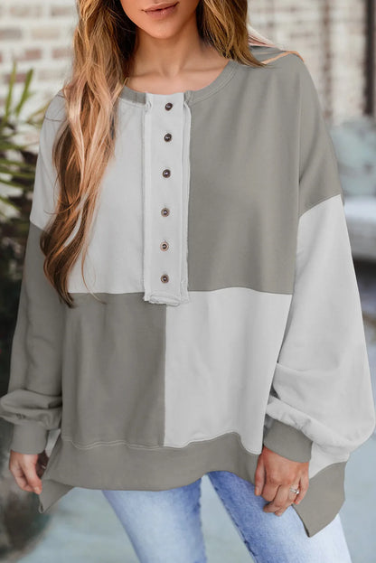 Trendy Contrast Buckle Sweatshirt