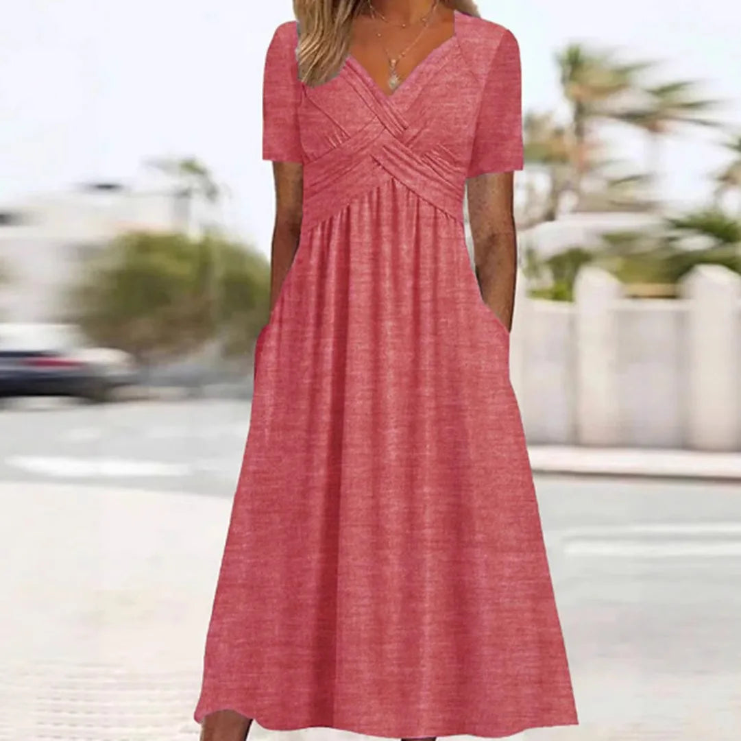 Fashion V Neck Elegant Casual Holiday Beach Dresses