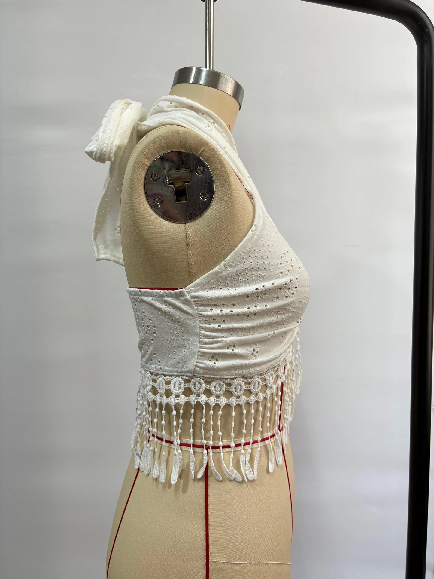 Whitelush Tassel Halter Tank Top