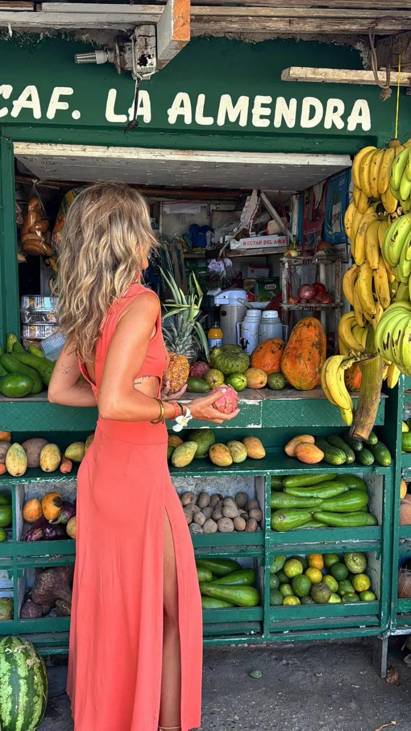 Midnight Allure Backless Slit Dress