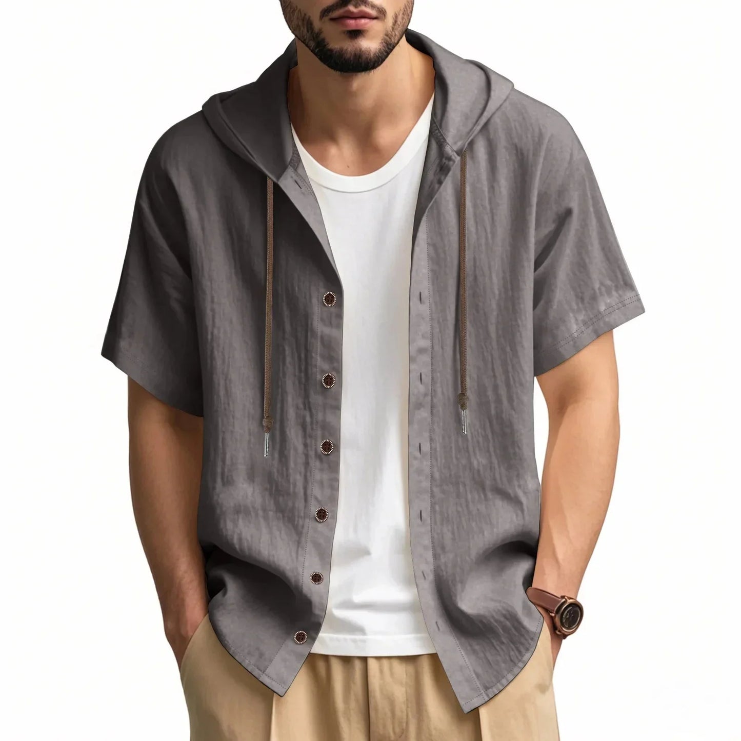 Lightweight Linen Hooded Summer Shirt