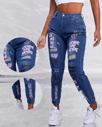Stylish Ripped Denim Slim Fit Jeans