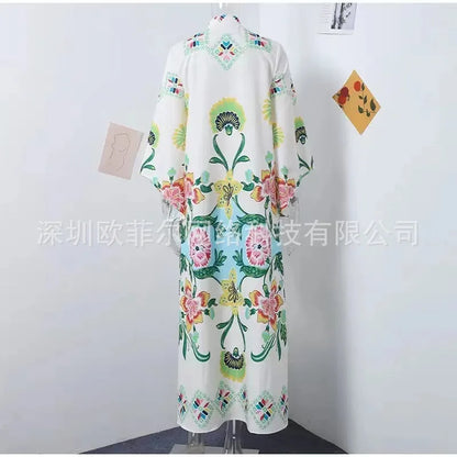 Vintage Muse Printed Maxi Dress