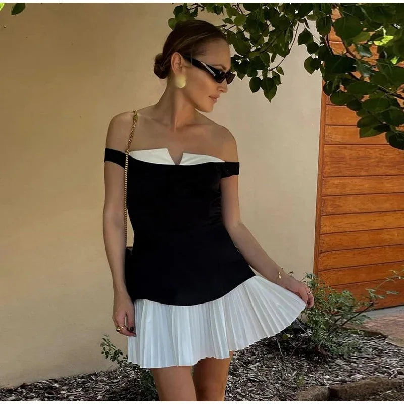 Calli Charm Off-Shoulder Pleated Dress