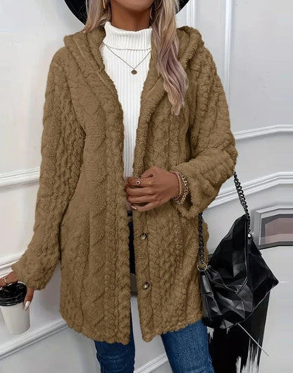 Stylish Hooded Plush Cardigan Jacket