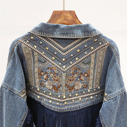 Boho Bloom Embroidered Denim Jacket