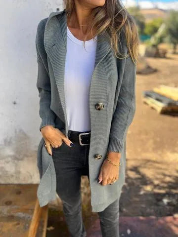 Cozy Line Mid-Length Knit Cardigan