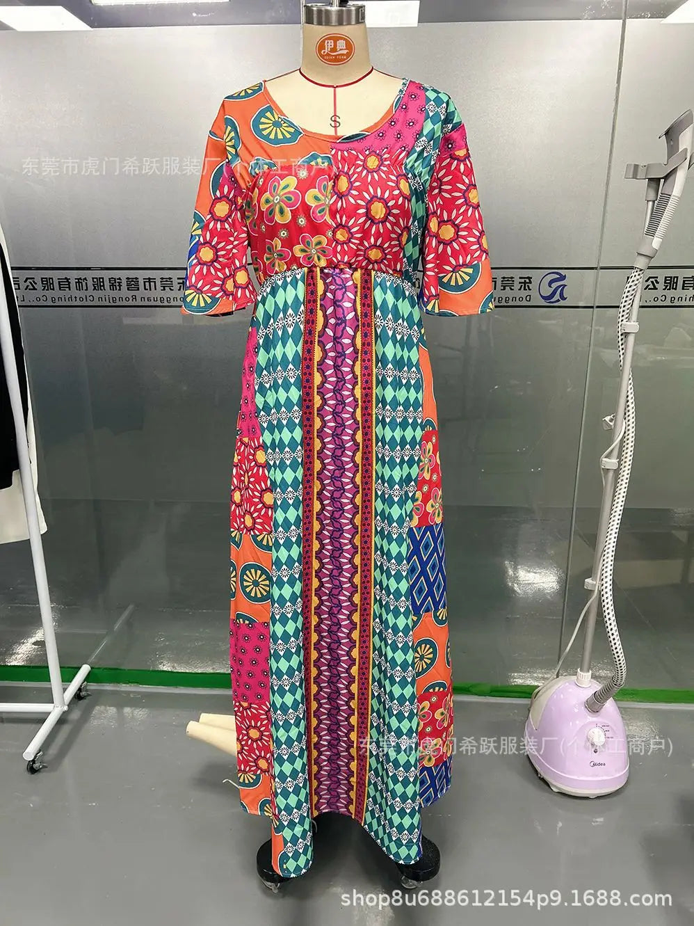Boho Grace Retro V-Neck Dress