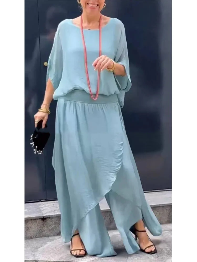 Graceful Flow Chiffon Pant Set