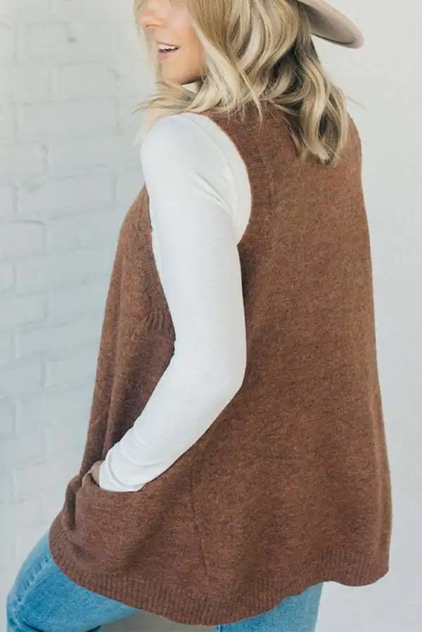 Loose V-Neck Sweater Vest Jacket