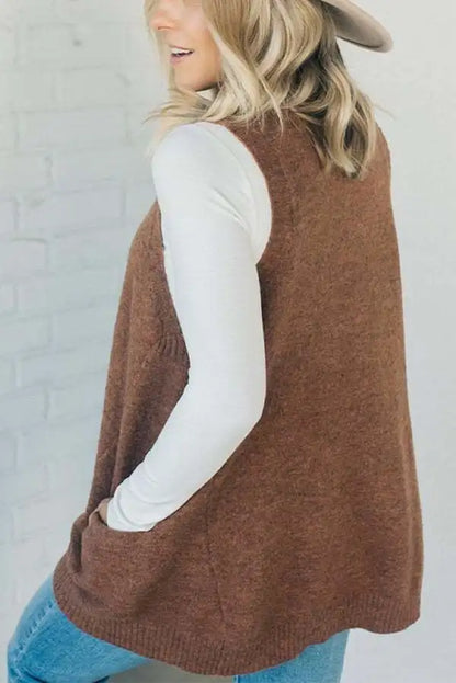 Loose V-Neck Sweater Vest Jacket
