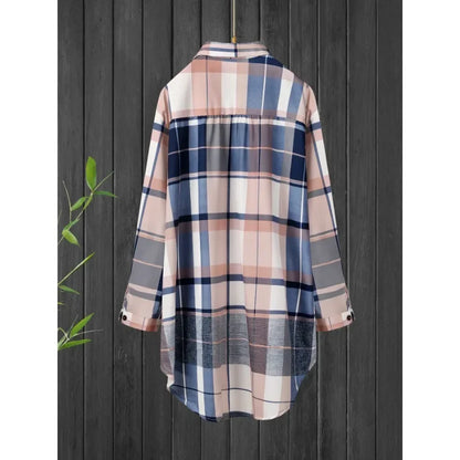 Plus Size Plaid Lapel Shirt Coat