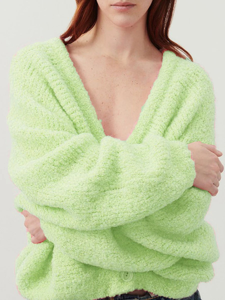 Cozy Vibe Fuzzy Button-Up Cardigan