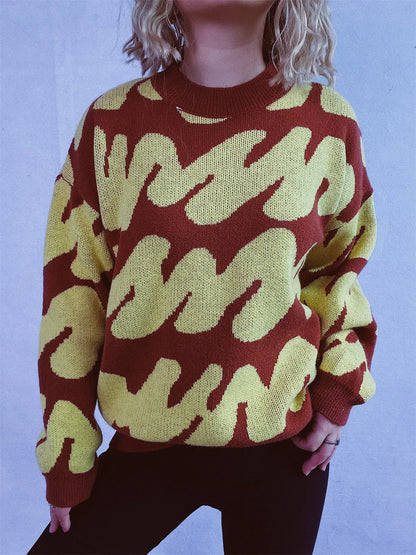 Stripe Craft Patchwork Knit Pullover