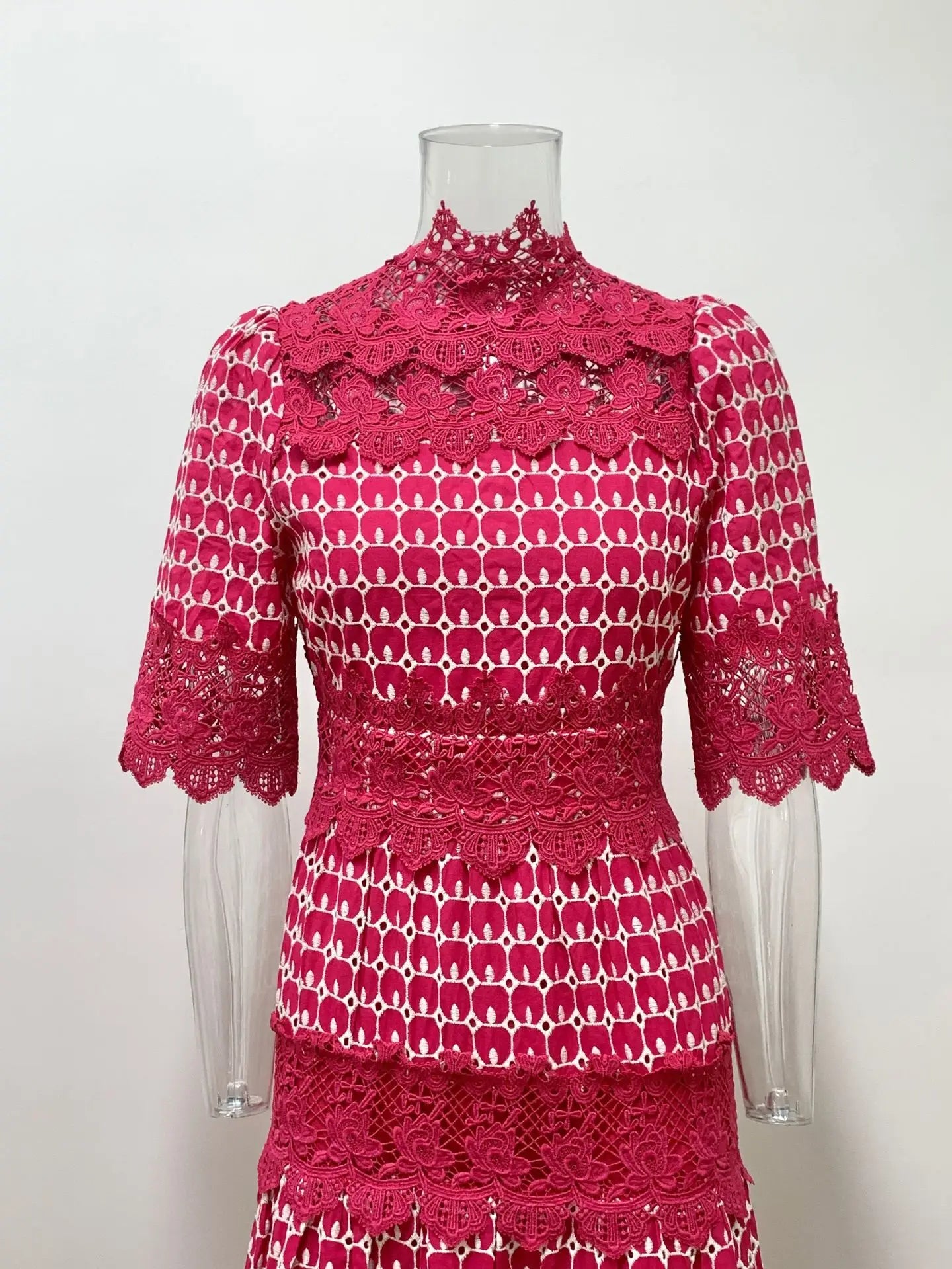 Crimson Charm Tiered Midi Dress