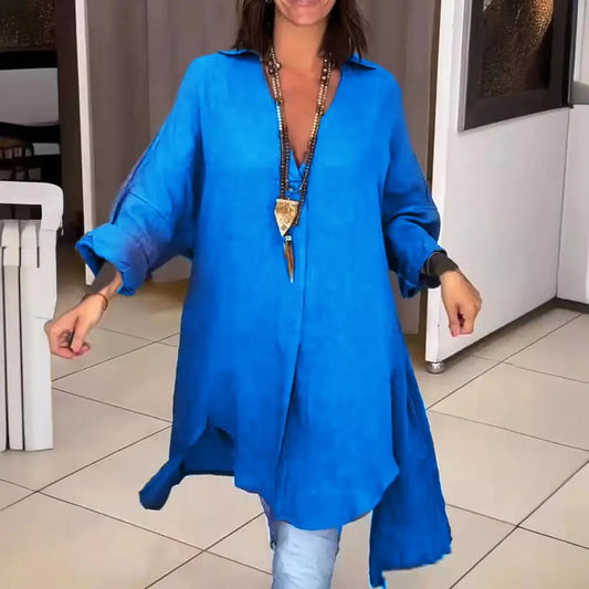 Linen Flow V-Neck Shirt Blouse