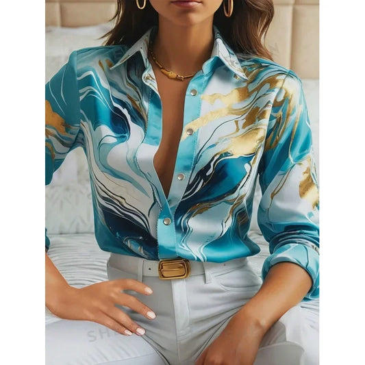 Elegant Marble Print Shirt