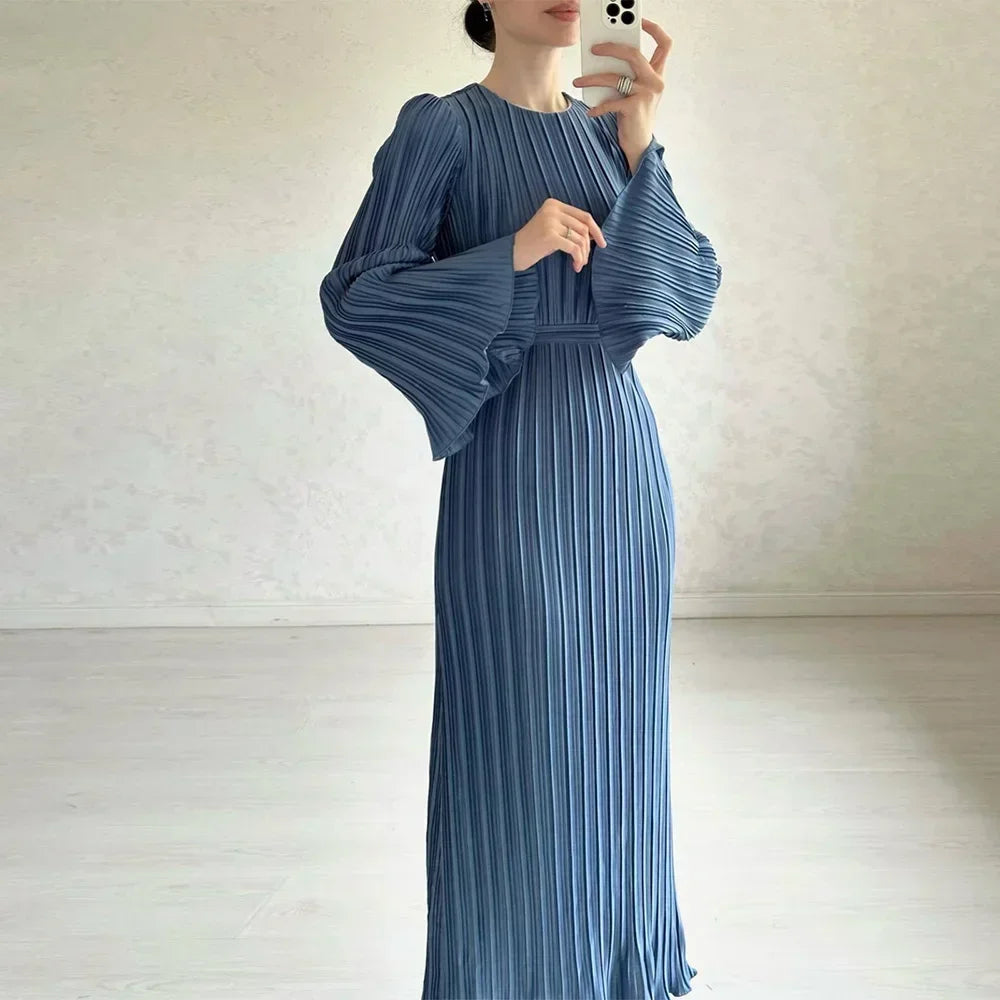 Spring Grace Pleated Belted Dress