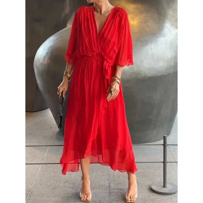 Chic V-Neck Long Dress