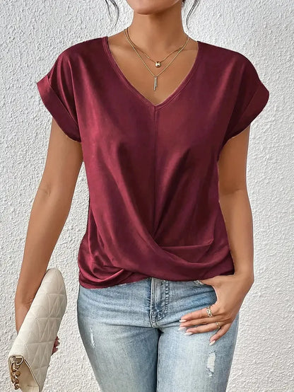 Irregular Knot V-Neck Tee