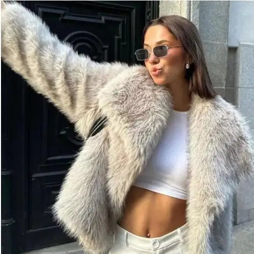Fur Belle Turn-Down Collar Jacket
