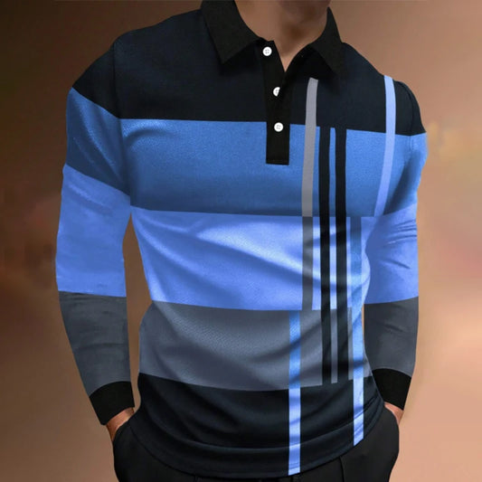 Colorblock Long Sleeve Polo Shirt