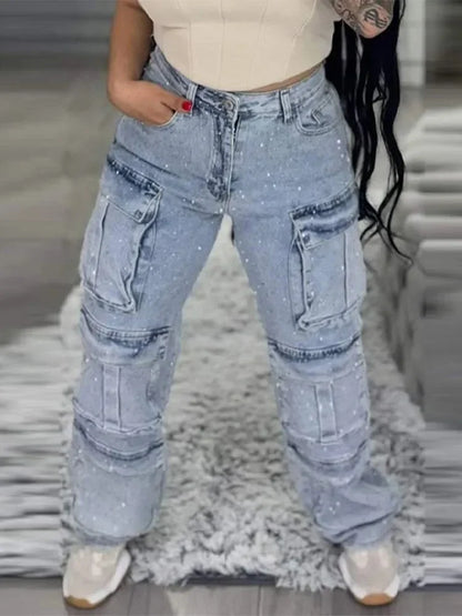 Bright Drill High Waist Work Jeans