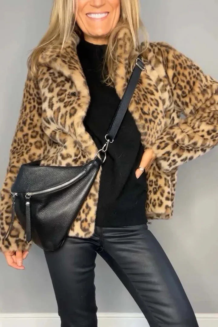 Leopard Print Faux Fur Coat — Bold, Warm & Elegant
