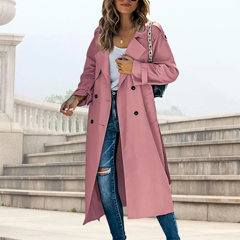Modern Long Lapel Trench Coat