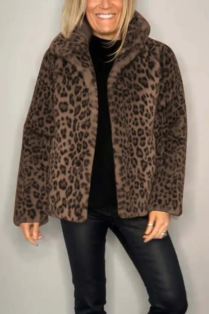 Leopard Print Faux Fur Coat — Bold, Warm & Elegant