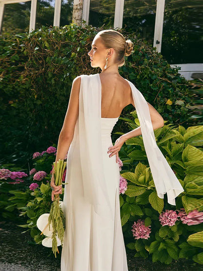 Breeze Charm Pleated Chiffon Ribbon Dress