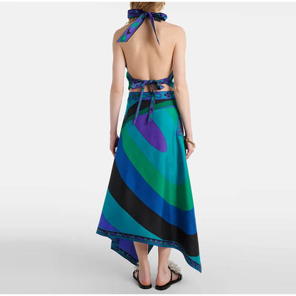 Bold Bloom Halter Skirt Set