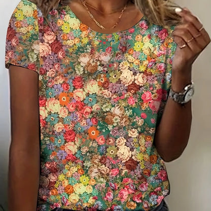 Elegant Floral Slim T-Shirt