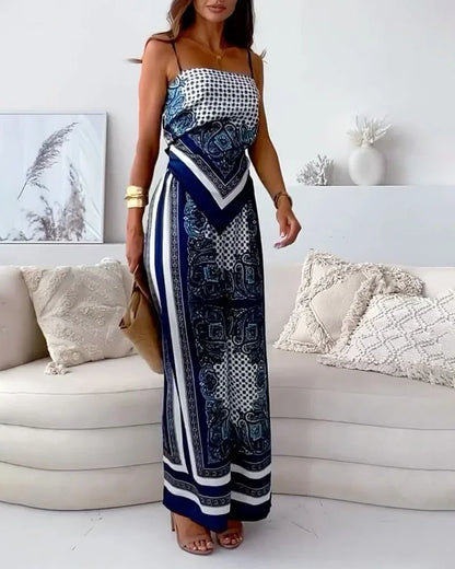 Satin Bloom Lace-Up Two-Piece Set