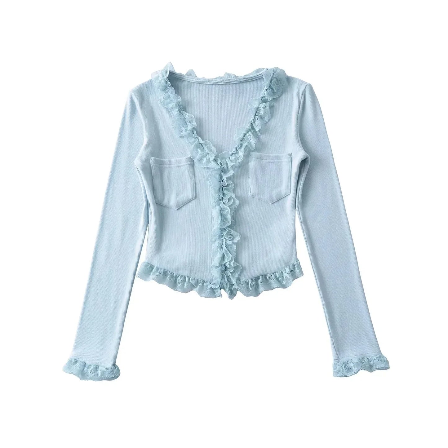 RuffleVibe Low Cut Button Top