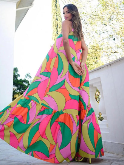 Euro Chic Backless V-Neck Maxi Dress