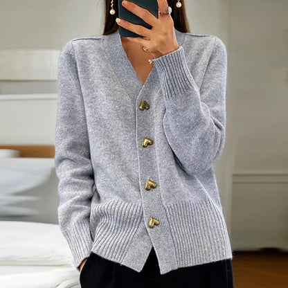 Women’s V-Neck Button Sweater