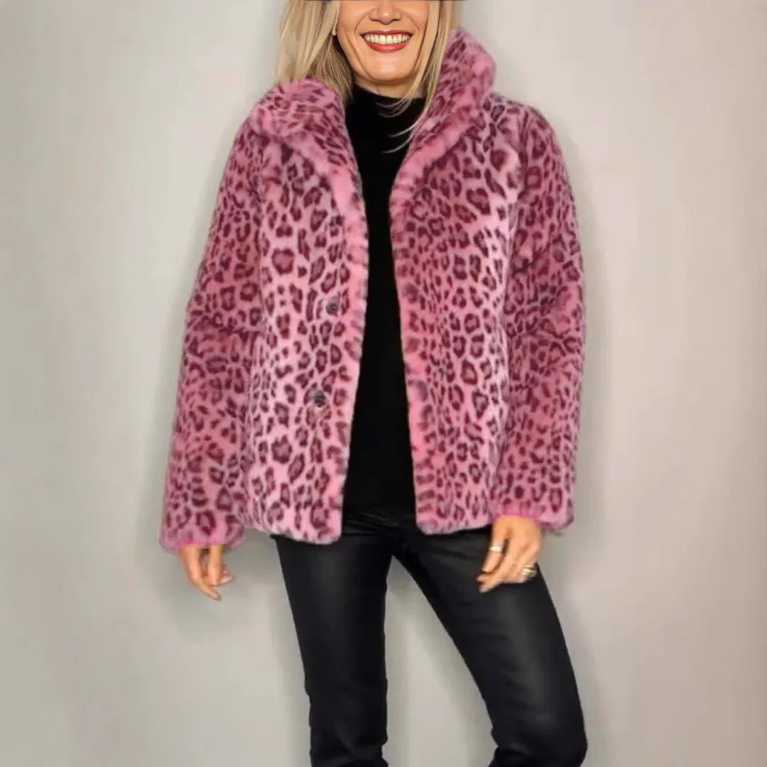 Leopard Print Faux Fur Coat — Bold, Warm & Elegant