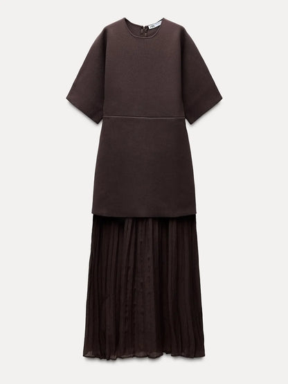 Elegant Pleated Tulle Patchwork Dress