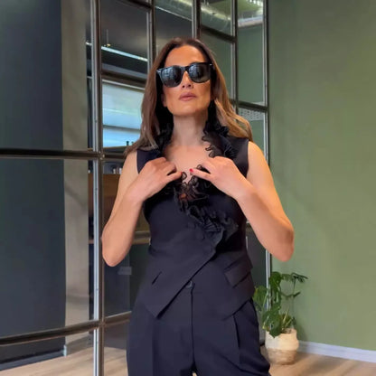 Power Grace Wide-Leg Suit Set